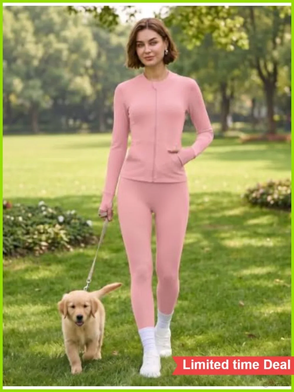 2 Piece Yoga Tracksuit Set Zip Jacket High Waist Leggings Athletic Activewear